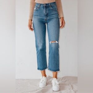 Levi's Premium Ribcage High Waist Ankle Straight Leg Jeans Jive Beats Size 27